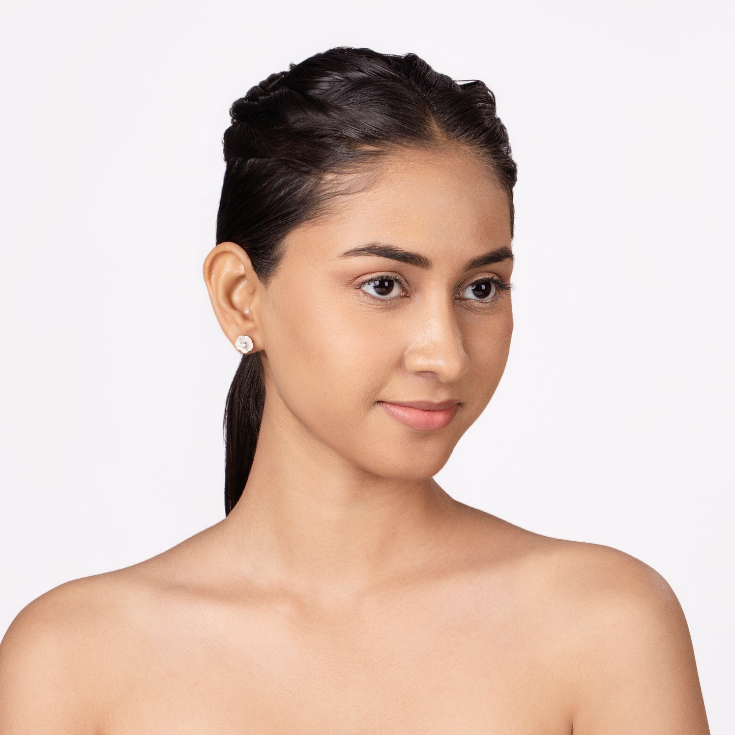 Snowblush Flower Stud Earrings