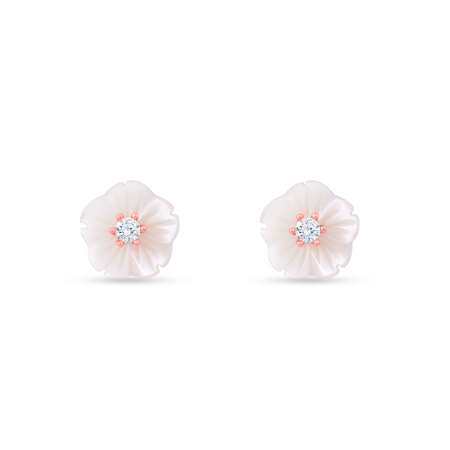 Snowblush Flower Stud Rose Gold Plated Earrings