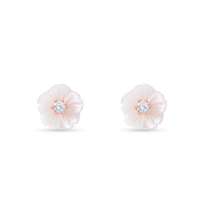 Snowblush Flower Stud Rose Gold Plated Earrings