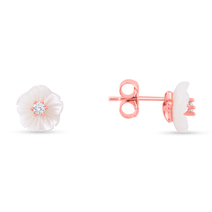 Snowblush Flower Stud Rose Gold Plated Earrings