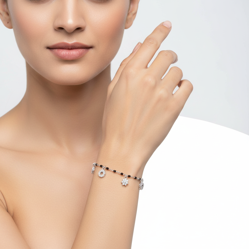 Silver Charm Mangalsutra Bracelet