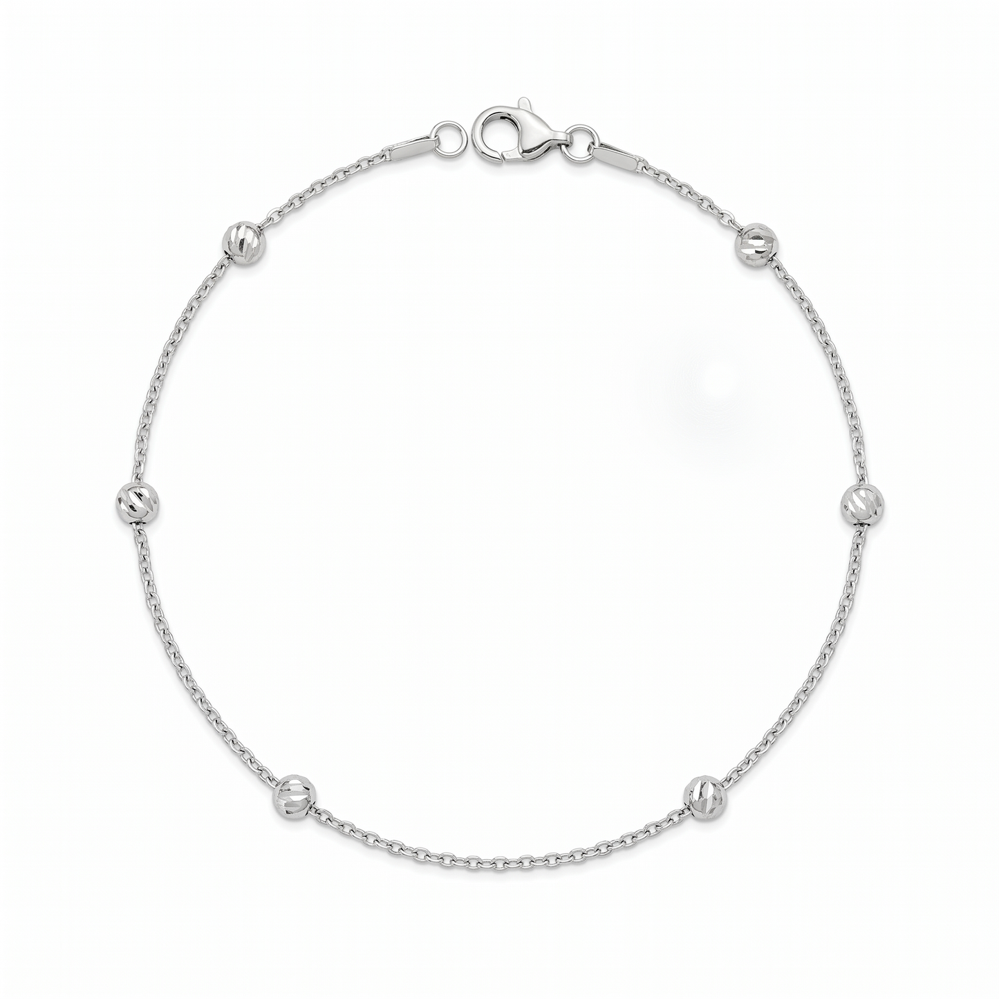 Starlit Bead Silver Anklet