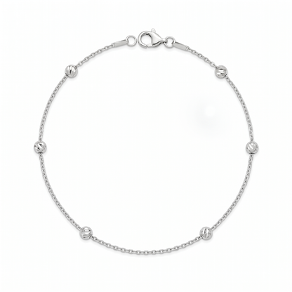 Starlit Bead Silver Anklet