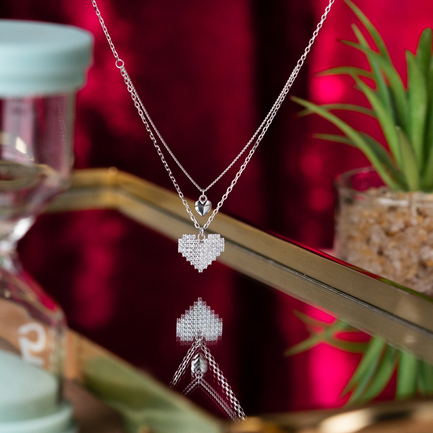 Sterling Silver Double Heart Necklace