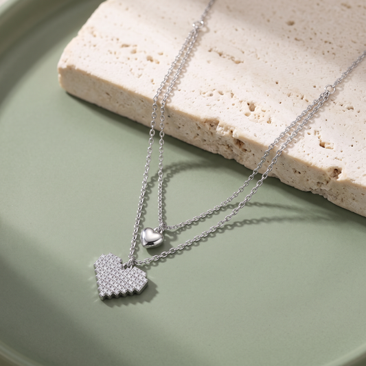 Sterling Silver Double Heart Necklace