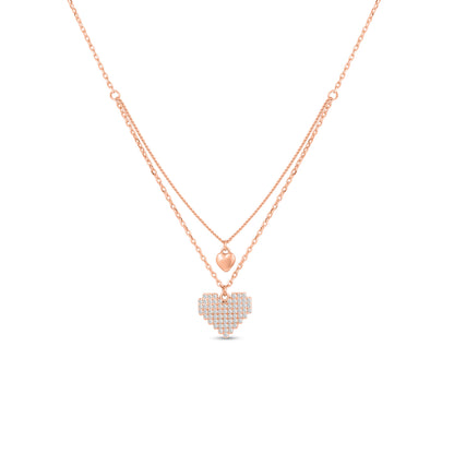 Sterling Silver Rose Gold Plated Double Heart Necklace