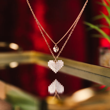 Sterling Silver Rose Gold Plated Double Heart Necklace