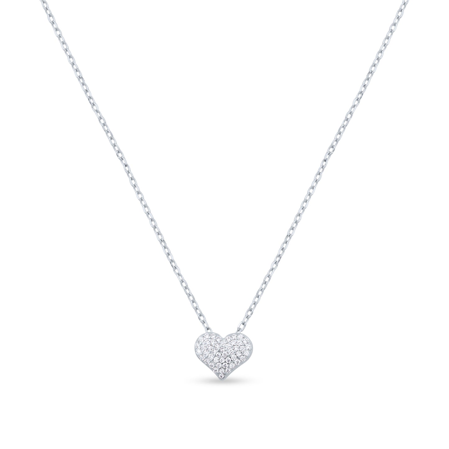 Sterling Silver Sparkle Heart Pendant Necklace