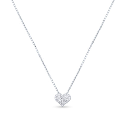 Sterling Silver Sparkle Heart Pendant Necklace