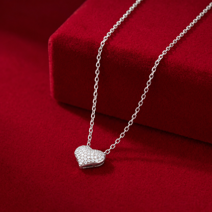 Sterling Silver Sparkle Heart Pendant Necklace