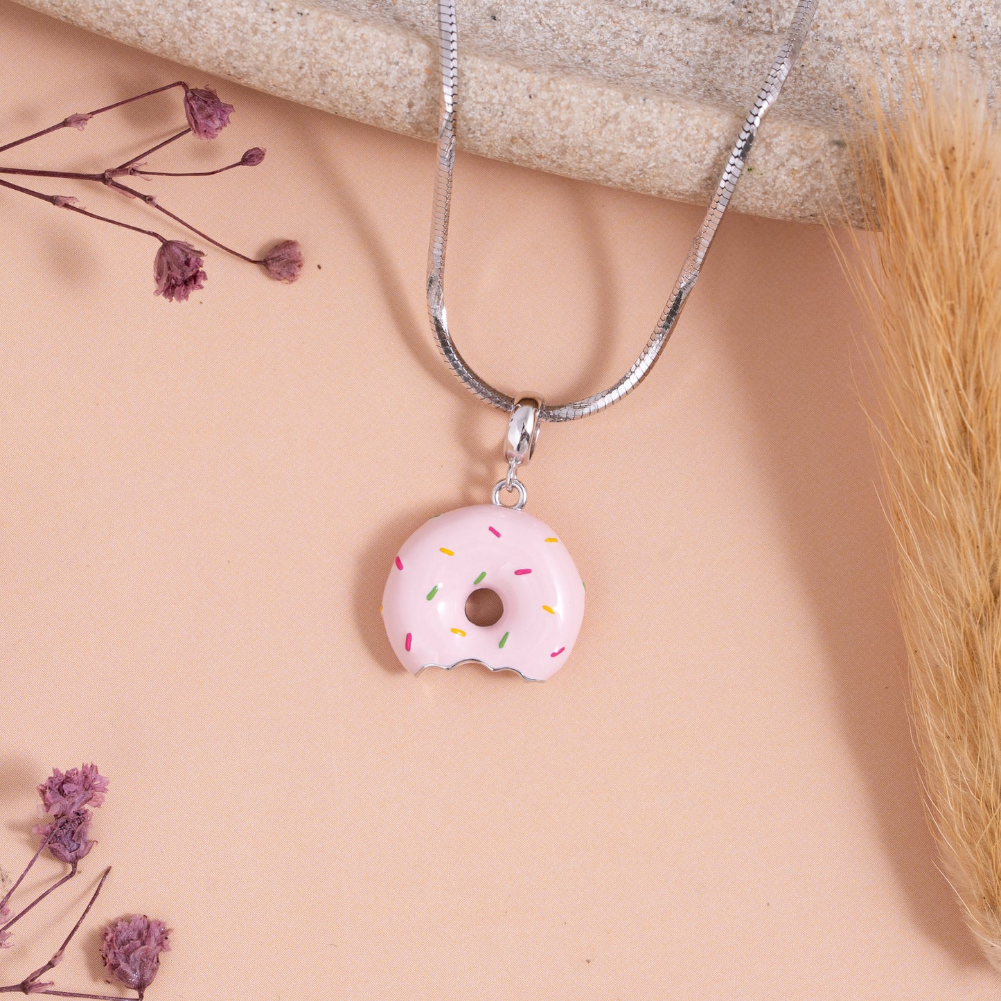 Strawberry Bite Donut Pendant