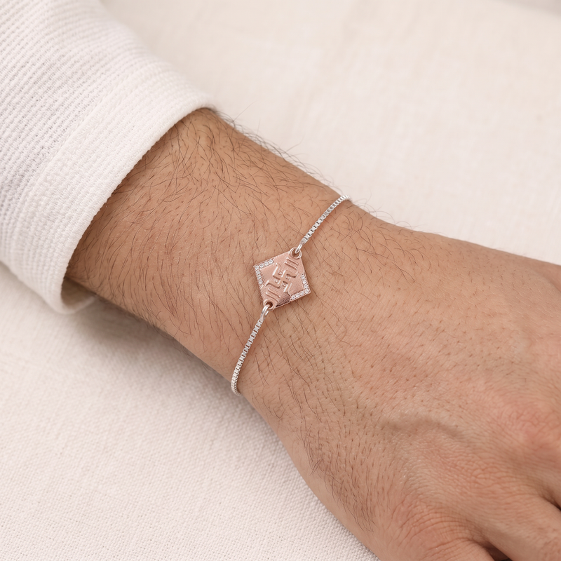 Swastik Grace Silver Rakhi