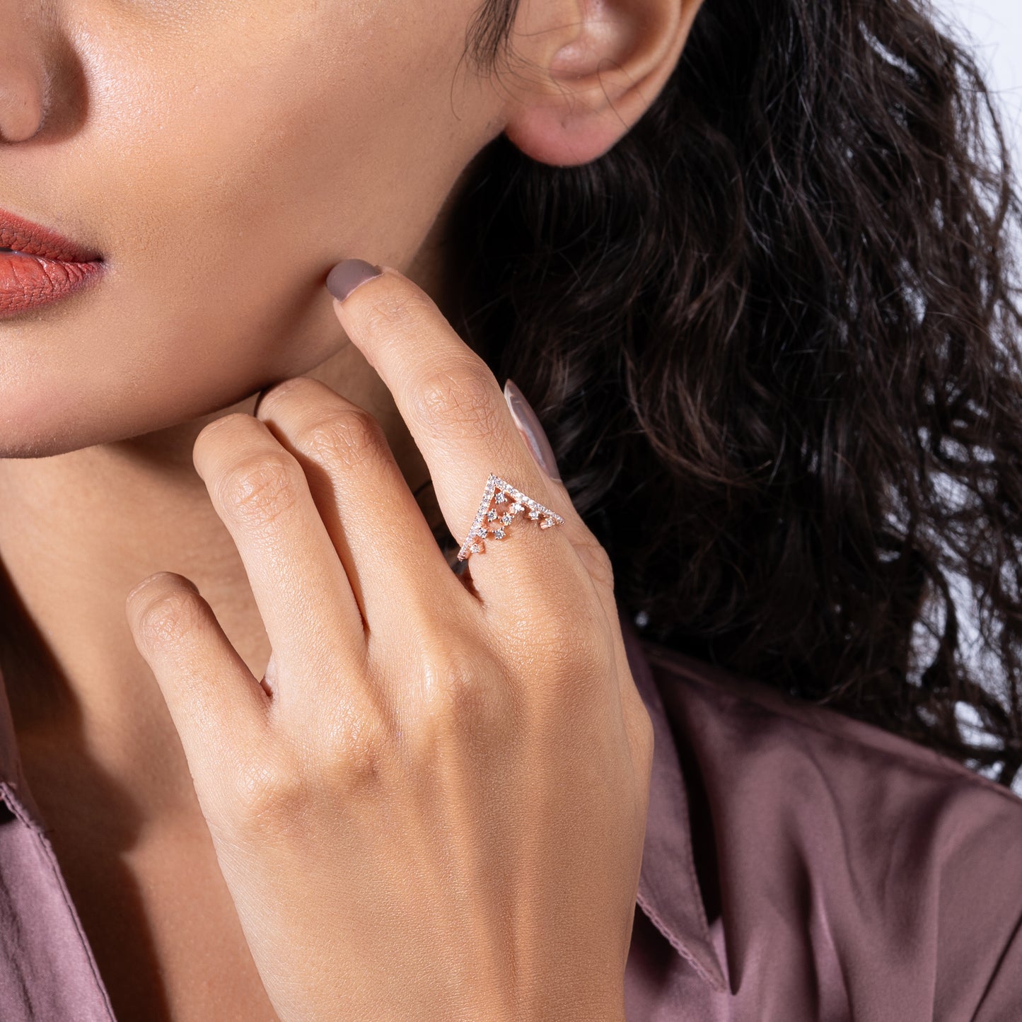 Tiara Prism Rose Gold Plated Silver Ring