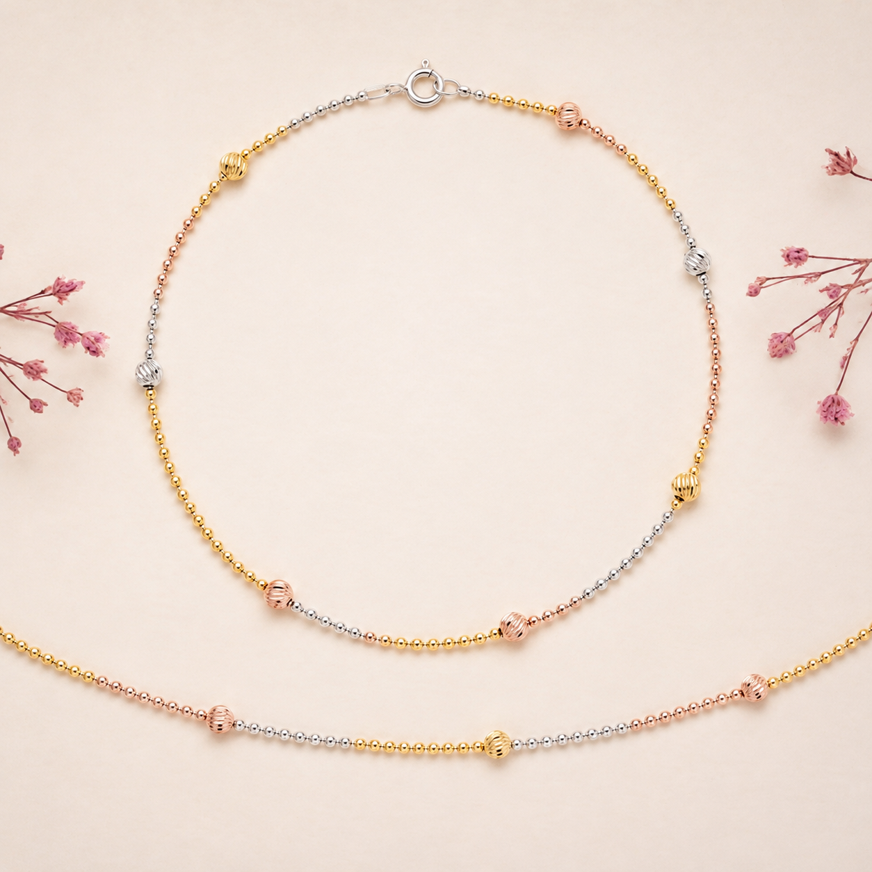 Trinity Glow Tri-Tone Anklet