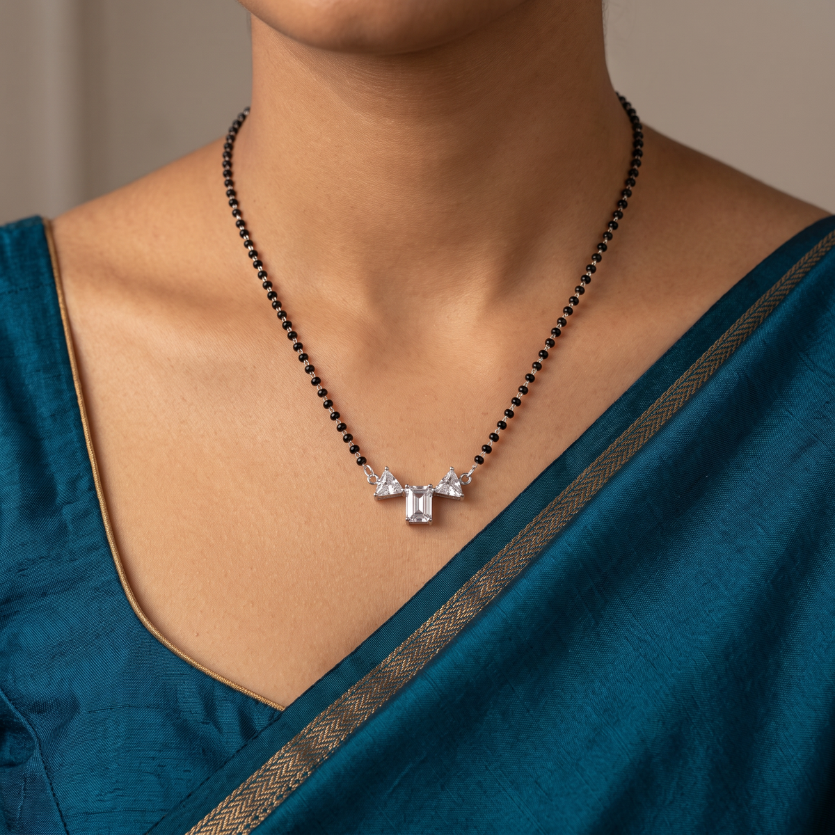 Trinity Cut Silver Mangalsutra