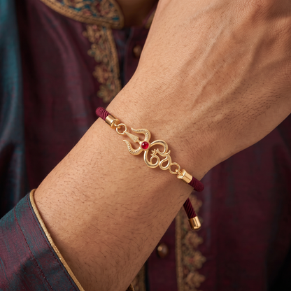 Trishul Om Divine Silver Rakhi