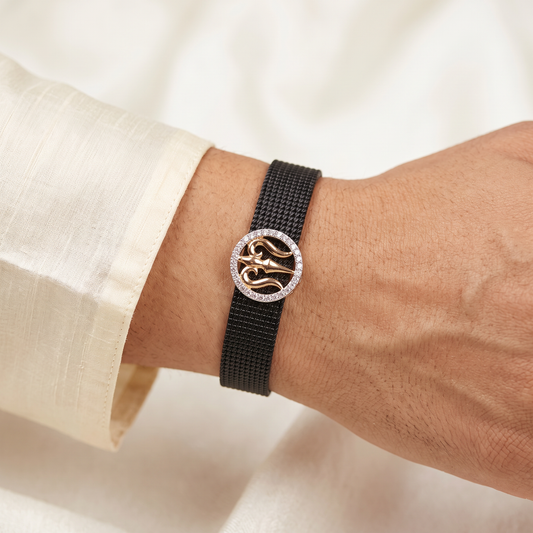 Trishul Rose Gold Sterling Silver Rakhi Bracelet