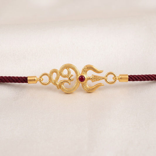 Trishul Om Divine Silver Rakhi