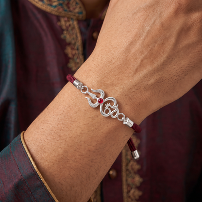 Trishul Om Divine Sterling Silver Rakhi