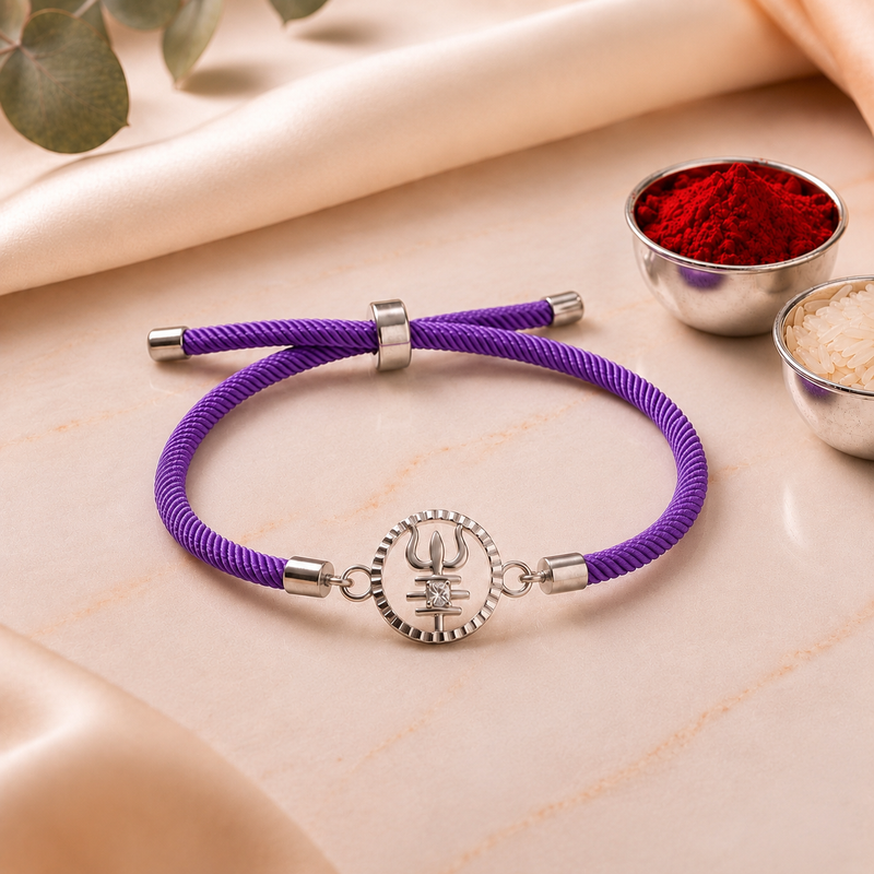 Trishul Shakti Sterling Silver Rakhi