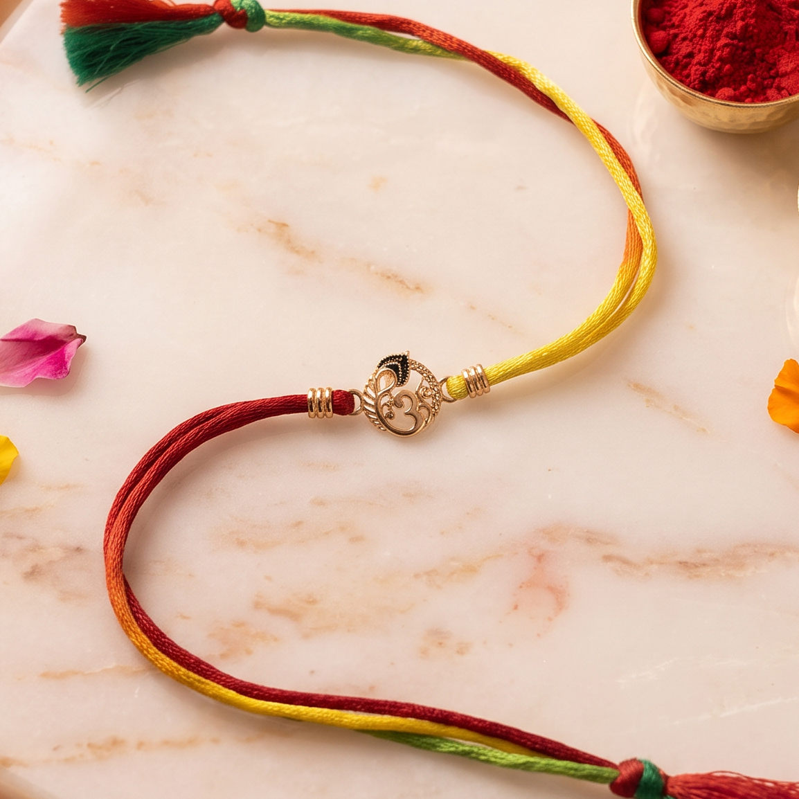Triveni Om Sterling Silver Rakhi