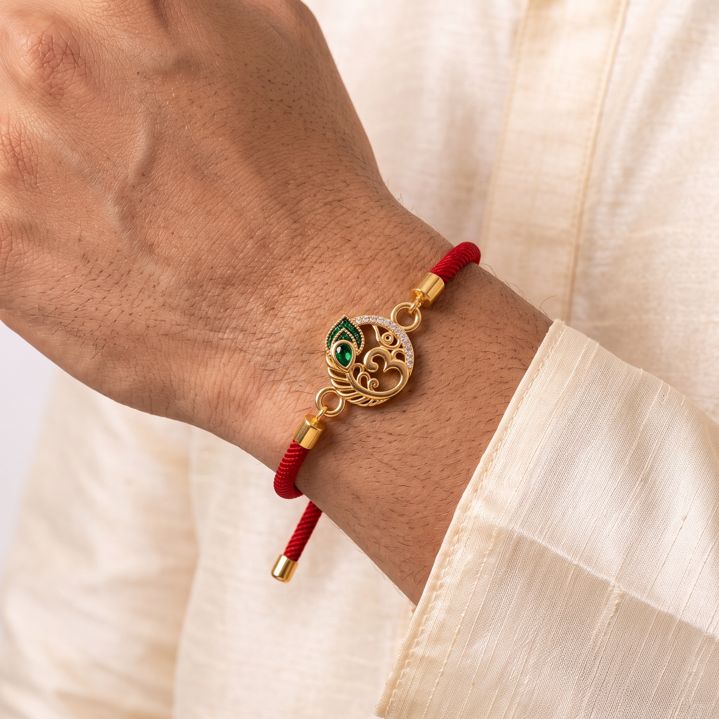 Triveni Om Sterling Silver Bracelet Rakhi