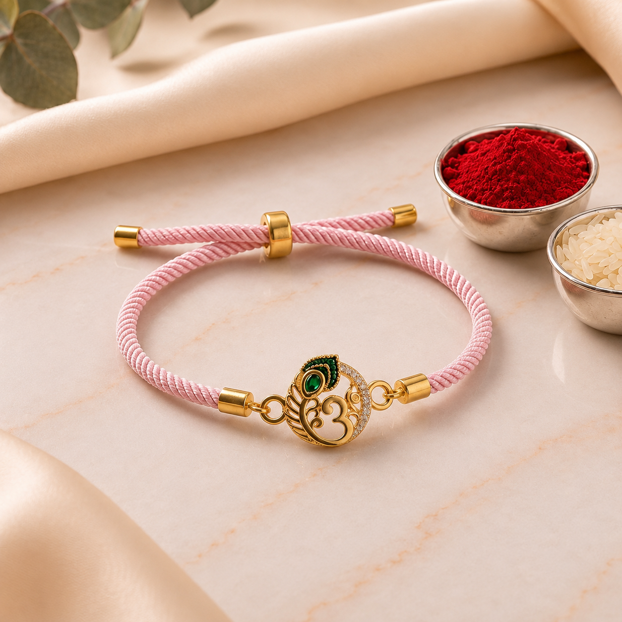 Triveni Om Sterling Silver Bracelet Rakhi