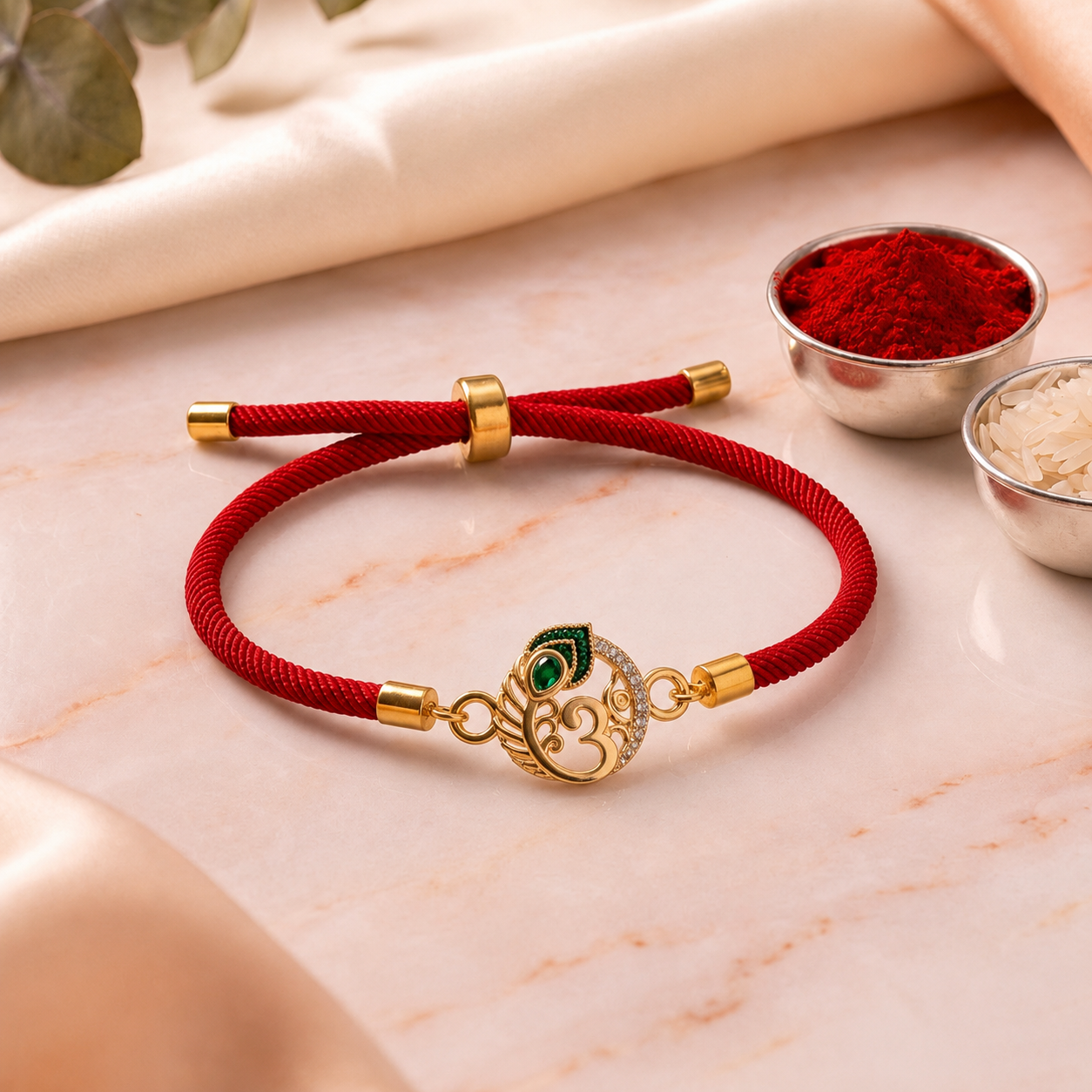 Triveni Om Sterling Silver Bracelet Rakhi