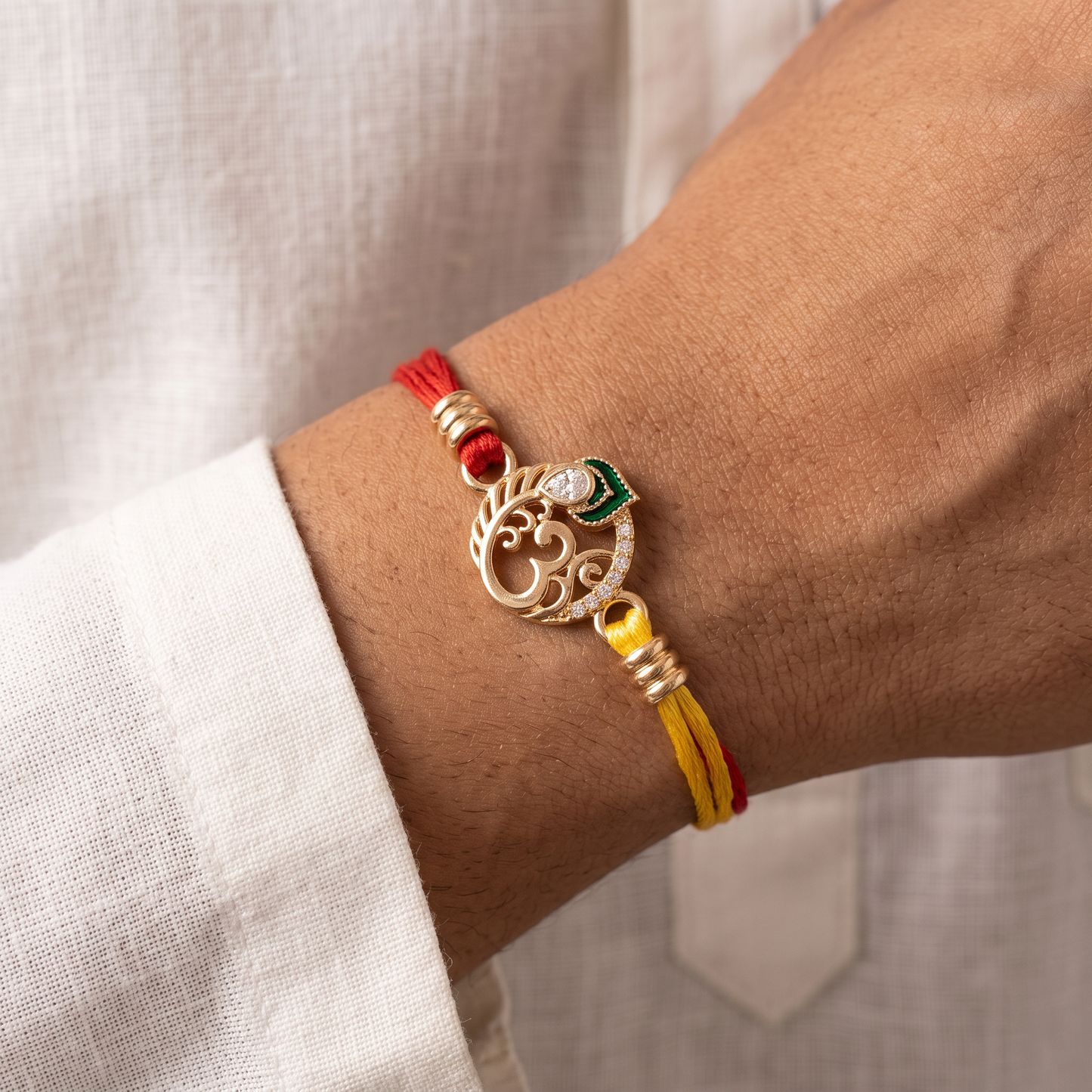 Triveni Om Sterling Silver Rakhi