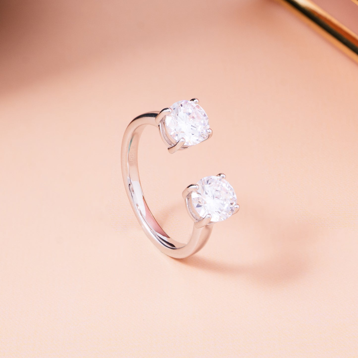 Twin Radiance Silver Ring