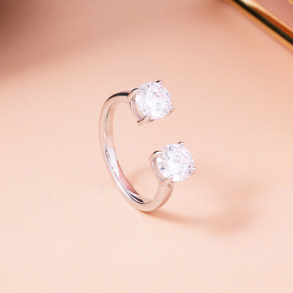 Twin Radiance Silver Ring