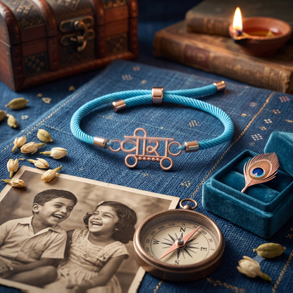 [finish: rose-gold] Veera Charm rose gold Silver Rakhi 