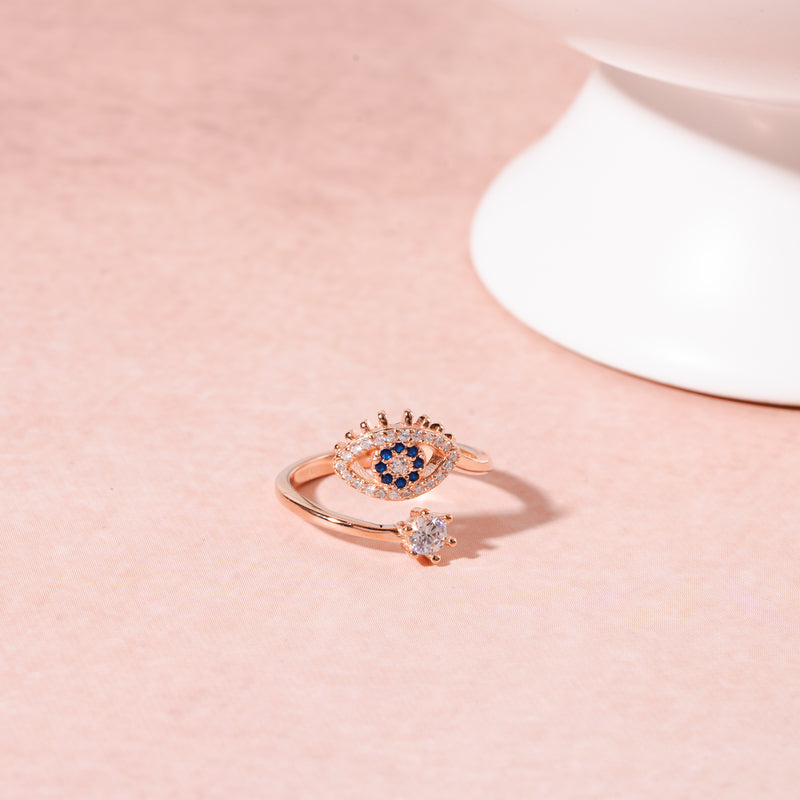 Vigilant Aura Rose Gold Plated Silver Ring