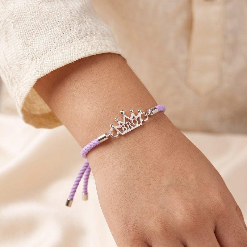 Crown Bro Sterling Silver Rakhi Bracelet