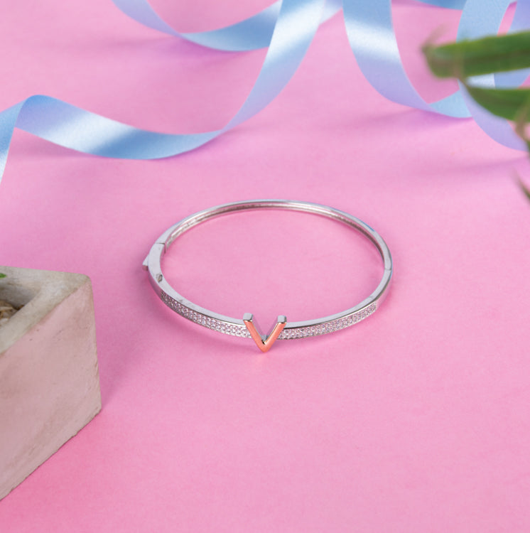 V for Valentine Silver Bracelet