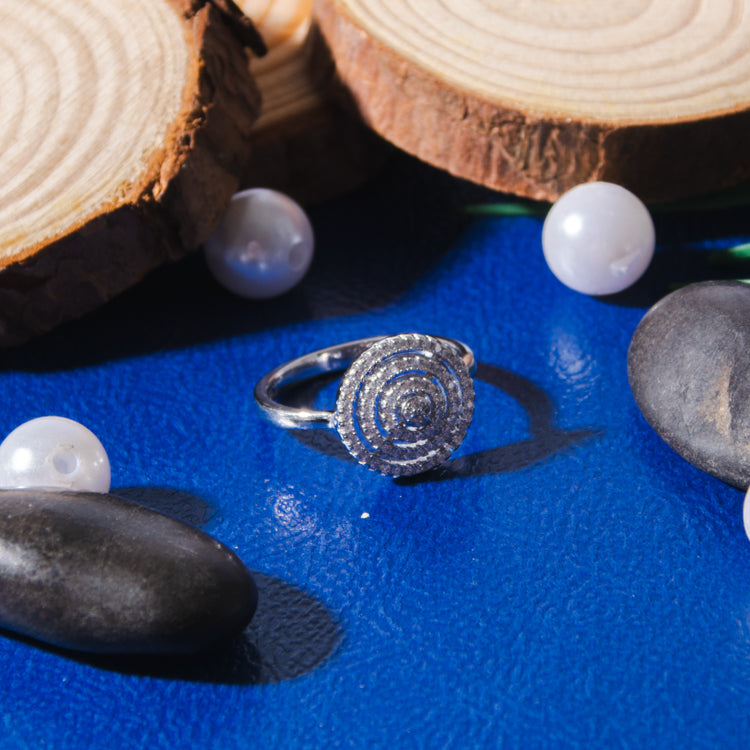Silver ripple ring