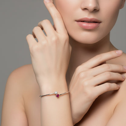 Crimson Heart Orbit Bracelet