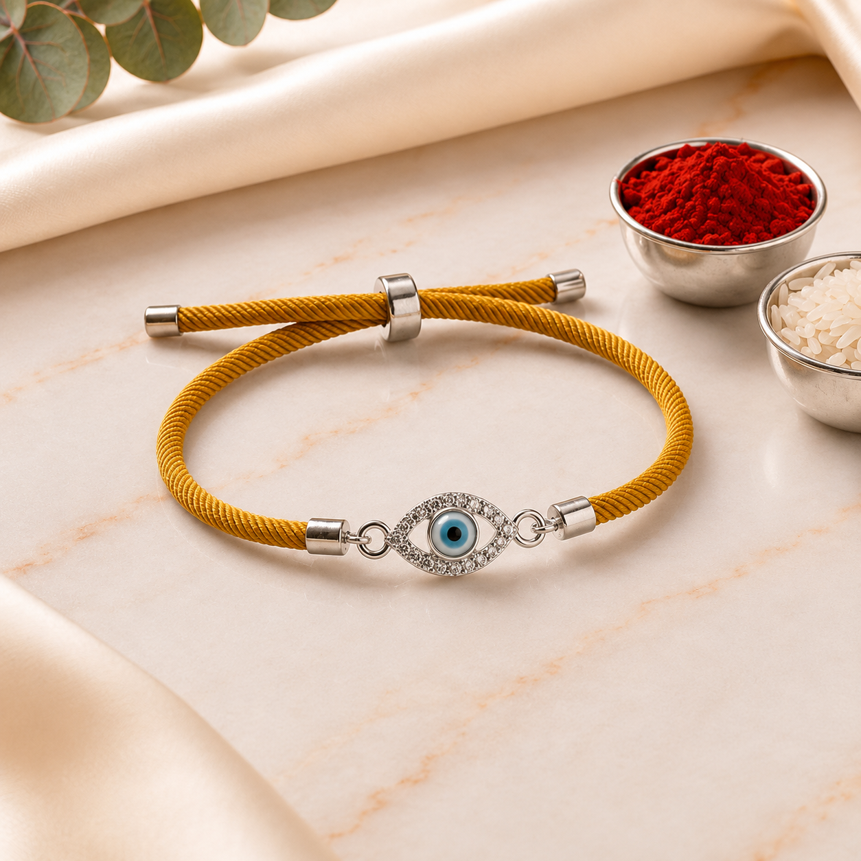 Nazar Shield 92.5 Sterling Silver Evil Eye Bracelet Rakhi
