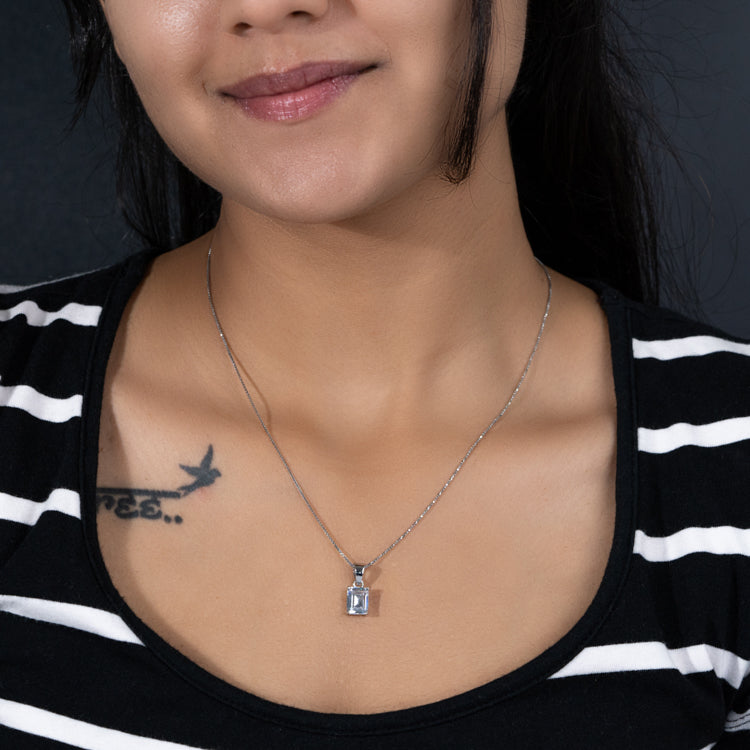Silver Rectangle Necklace