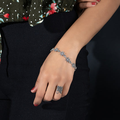 Silver Bracelet with Flowers