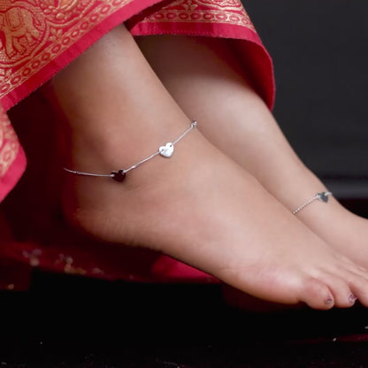 Silver Love Loop Anklet