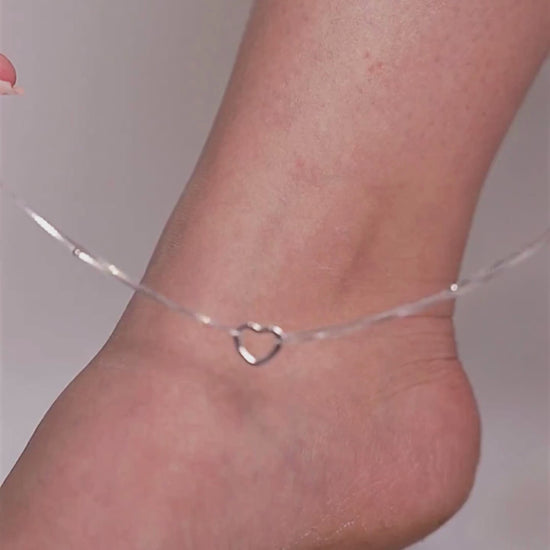 92.5 Silver heartfelt anklet for women