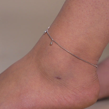 Silver Bow Charm Anklet