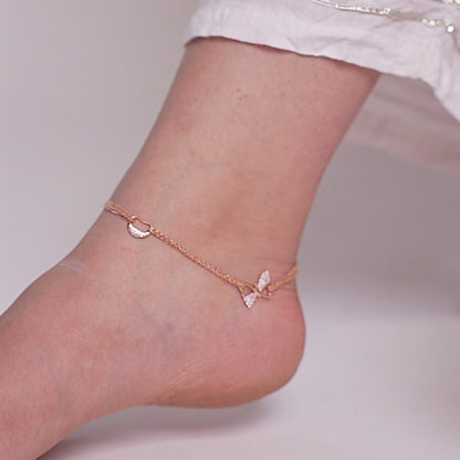 Rose Butterfly Whisper Anklet