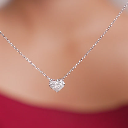 Sterling Silver Sparkle Heart Pendant Necklace