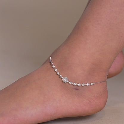 Petal Glow Silver Anklet