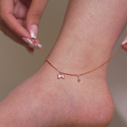 Rose Bow Charm Anklet