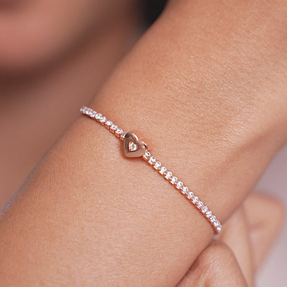 Heartfelt Glow Rose Gold Plated Silver Bracelet