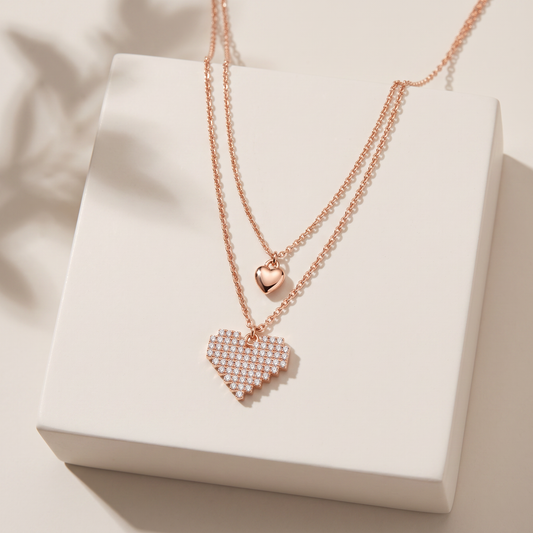 Rose Gold Double Heart Necklace