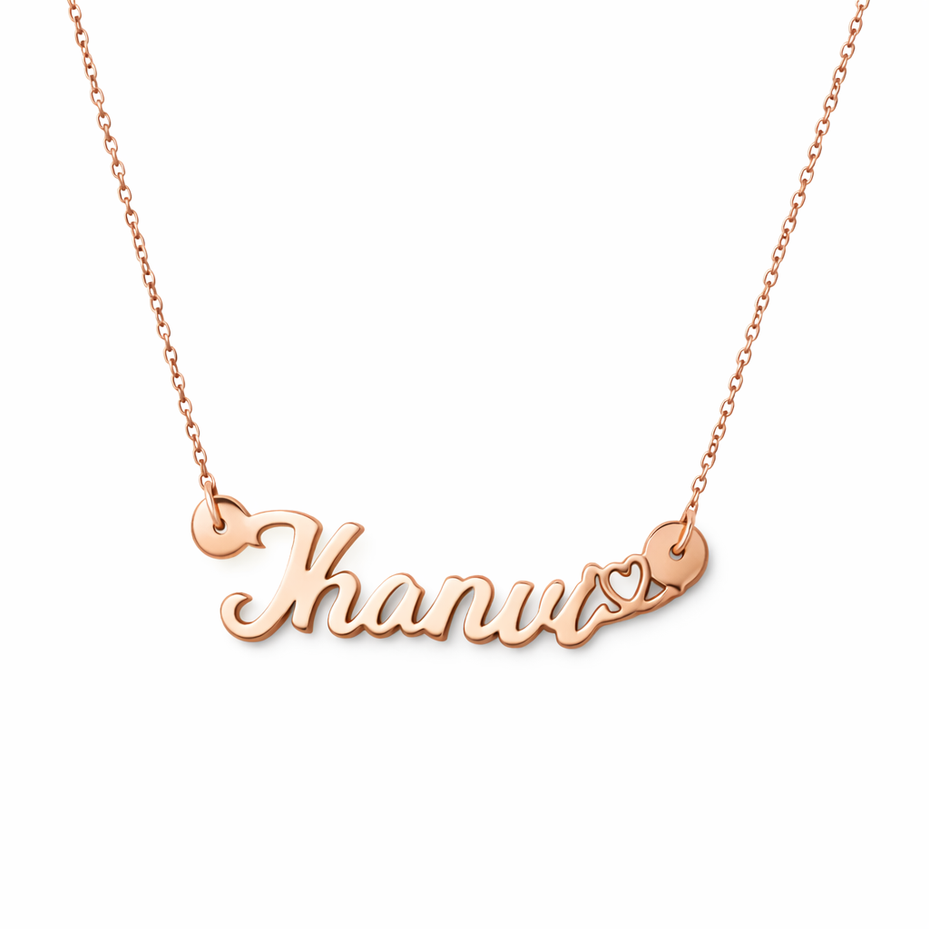 Rose Gold Personalised Name Heart Necklace